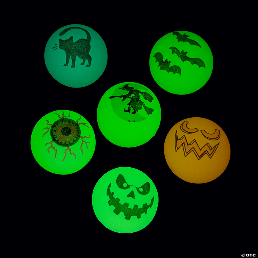 Glow-in-the-Dark Halloween Bouncy Balls - 6 Pc. Image