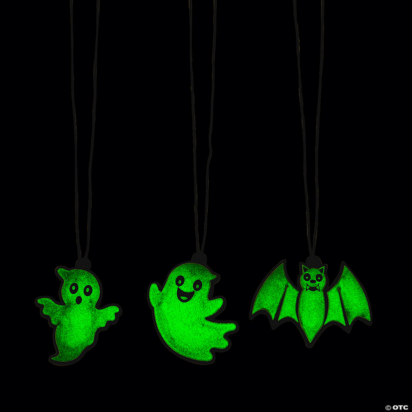 Glow-in-the-Dark Halloween Characters Necklaces - 12 Pc. Image