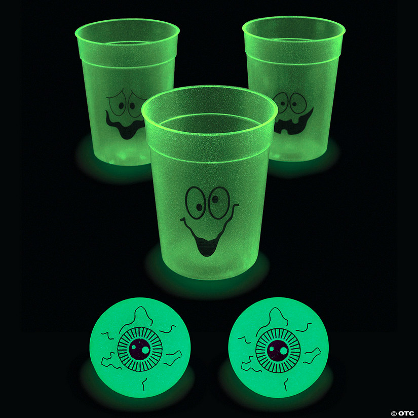 Glow-in-the-Dark Halloween Cup & Table Tennis Beer Pong Kit - 36 Pc. Image