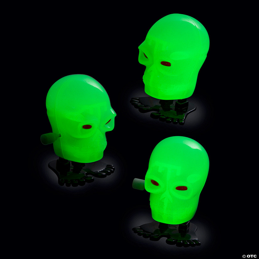 Glow-in-the-Dark Skeleton Head Wind-Ups &#8211; 36 Pc. Image
