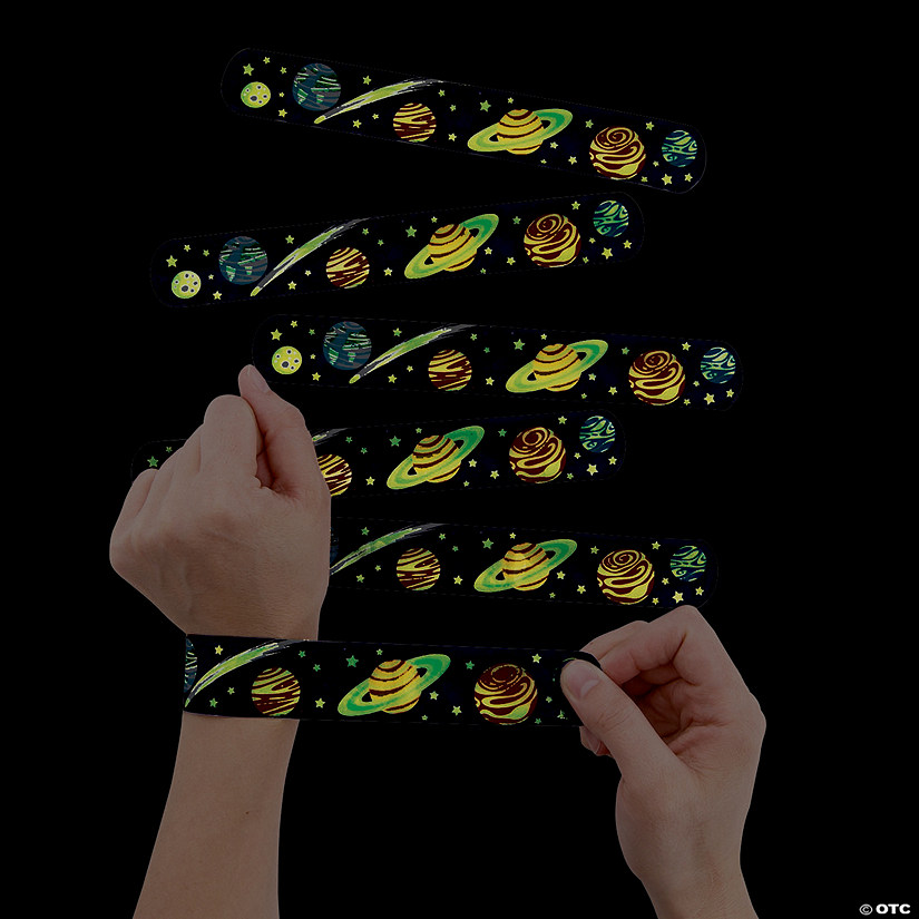 Glow-in-the-Dark Space Slap Bracelets - 12 Pc. Image