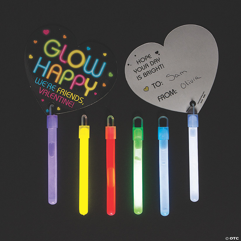 Glow Stick Valentine Exchanges with Card for 12 Image