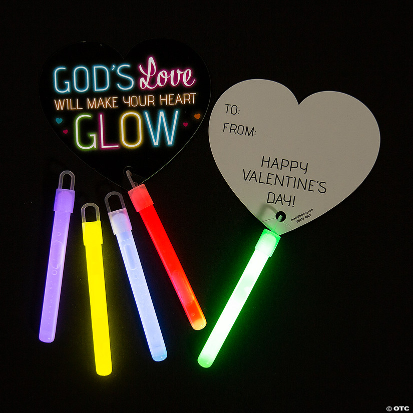 Glow Sticks Valentine Exchanges with Religious Card for 12 Image