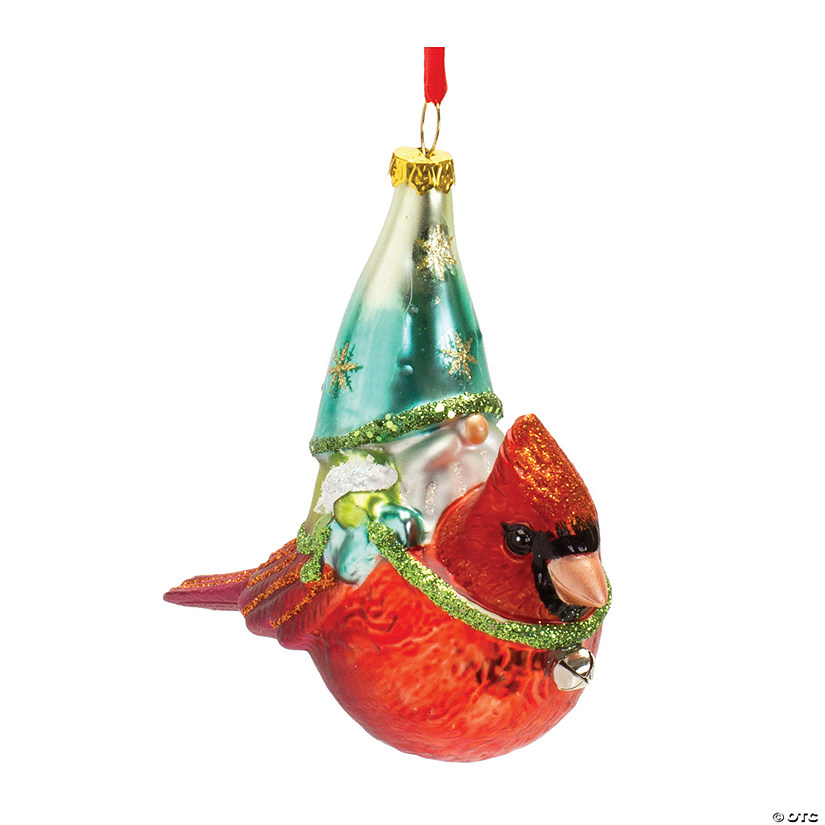 Gnome And Cardinal Ornament (Set Of 6) 4.5"H Glass Image