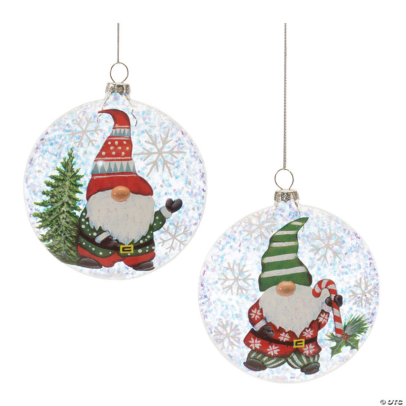 Gnome Ball Ornament (Set Of 12) 4"D Glass Image