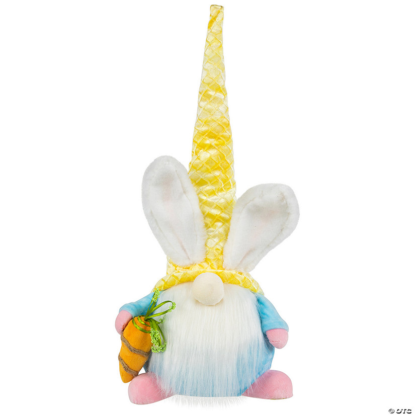 Gnome with Bunny Ears Easter Figure - 18.5" - Yellow and Blue Image