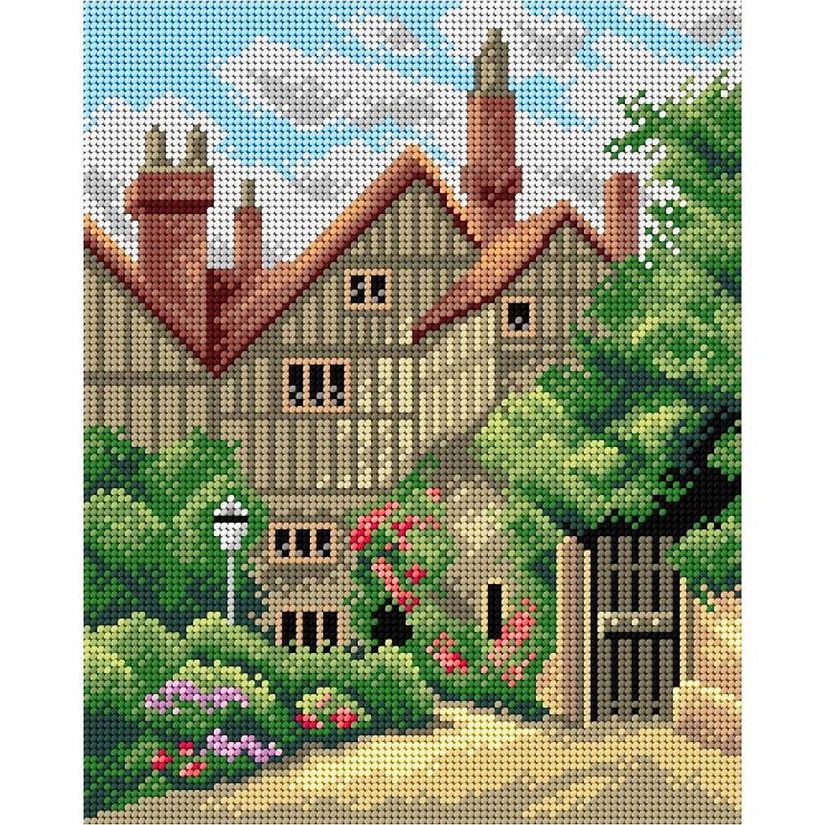 Gobelin canvas for halfstitch without yarn after Thomas Nicholson Tyndale - An Old Manor House and Garden 2855H Image