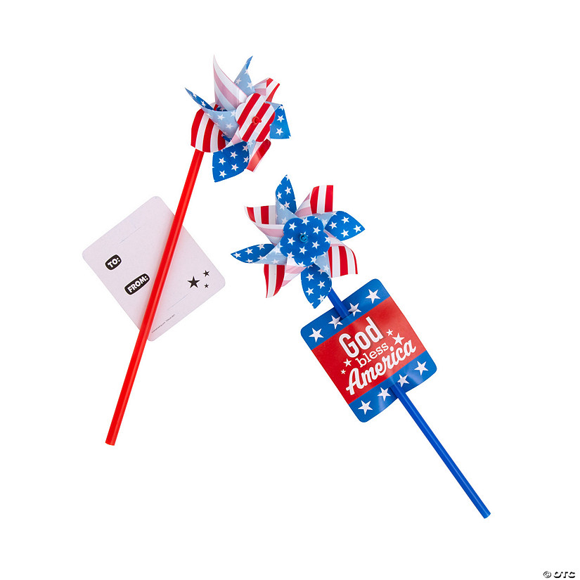 God Bless America Pinwheels with Card - 12 Pc. Image