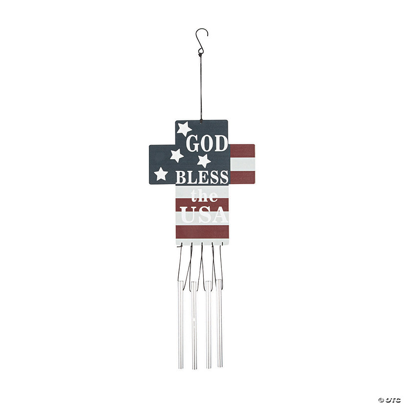 God Bless the USA Cross Wind Chime Image