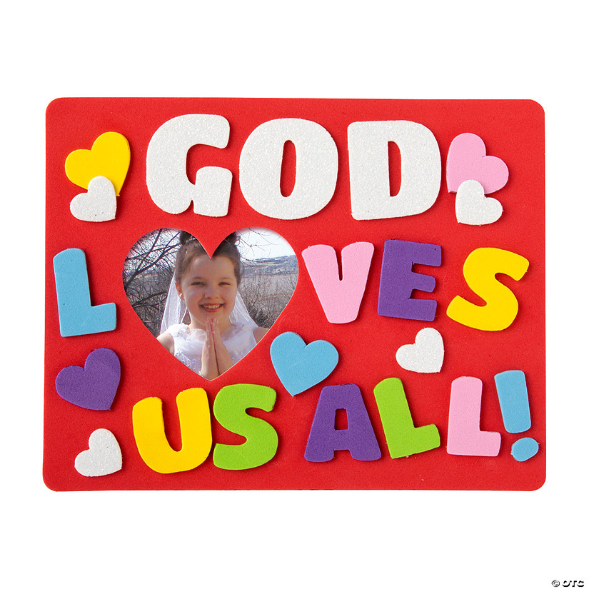 God Loves Us All Picture Frame Magnet Craft Kit - Makes 12 Image
