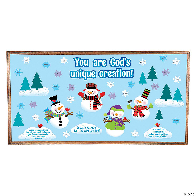 God Made Me Unique Snowman Cardstock Classroom Bulletin Board Set - 65 Pc. Image