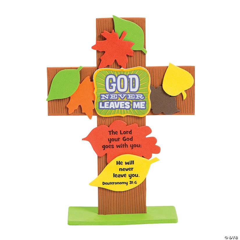 God Never Leaves Me Bible Verse Cross Stand Up Craft Kit - Makes 12 Image