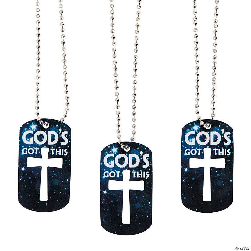 God&#8217;s Got This Dog Tag Necklaces with Cross Cutout - 12 Pc. Image