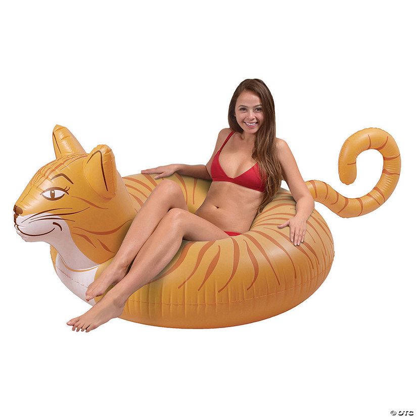 GoFloats Meowzers the Cat Party Tube Inflatable Raft, Float in Style (for Adults and Kids) Image
