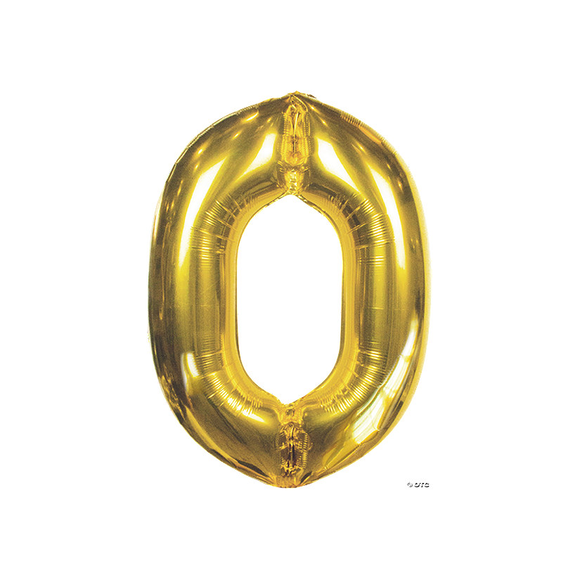 Gold 0 Shaped Number 34" Mylar Balloon Image