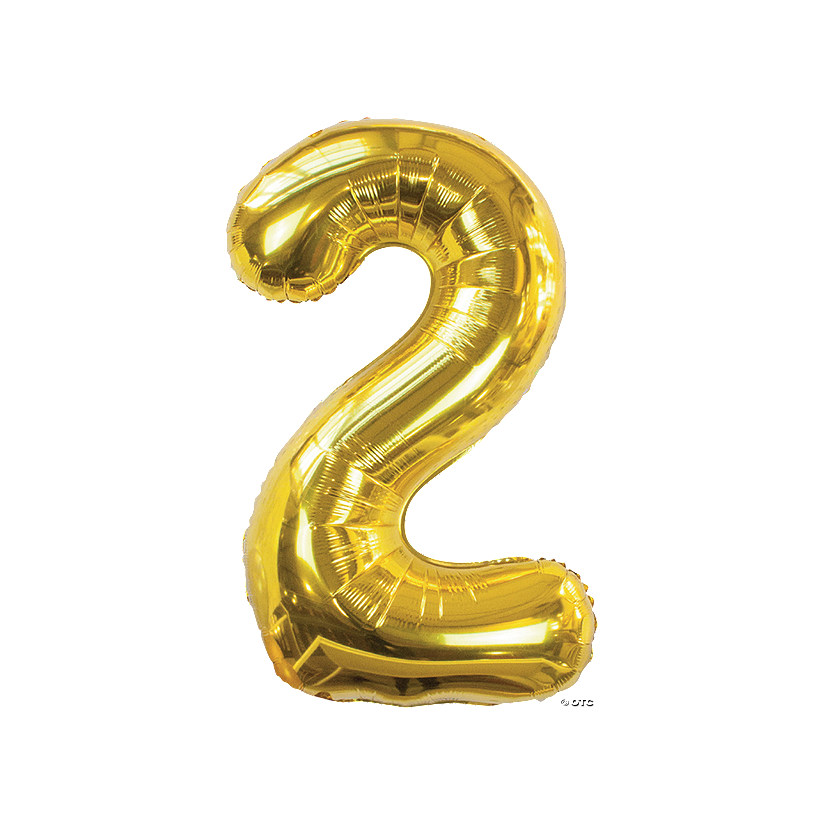 Gold 2 Shaped Number 34" Mylar Balloon Image