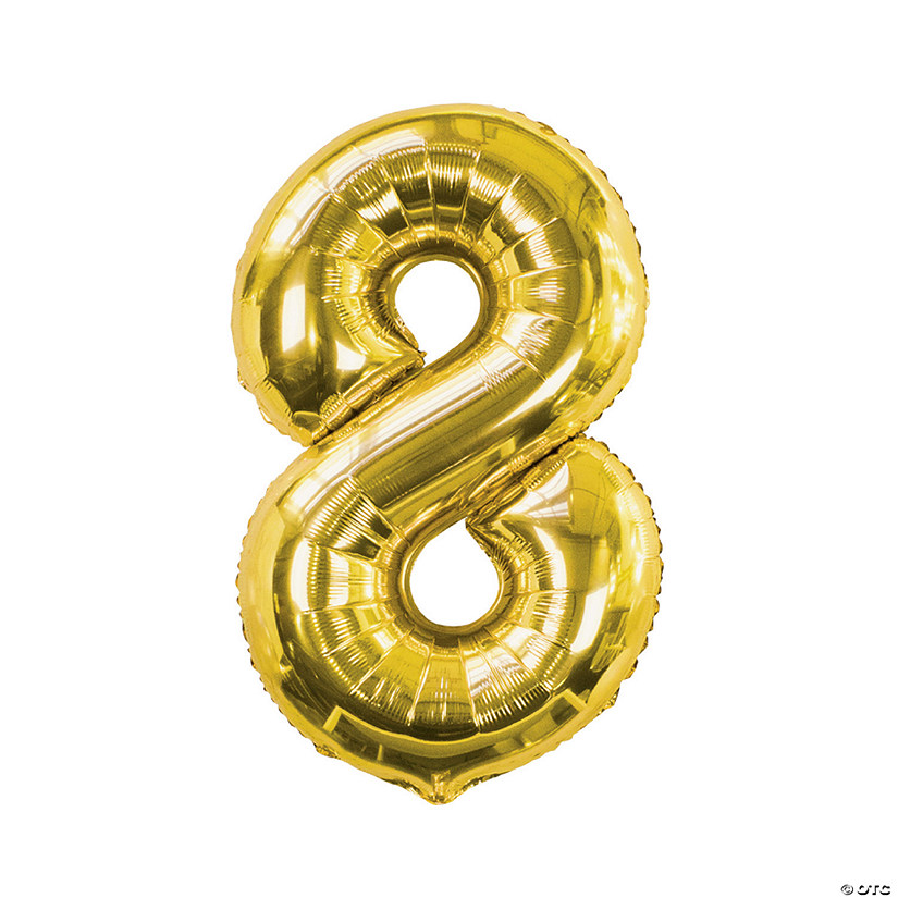 Gold 8-Shaped Number 34" Mylar Balloon Image