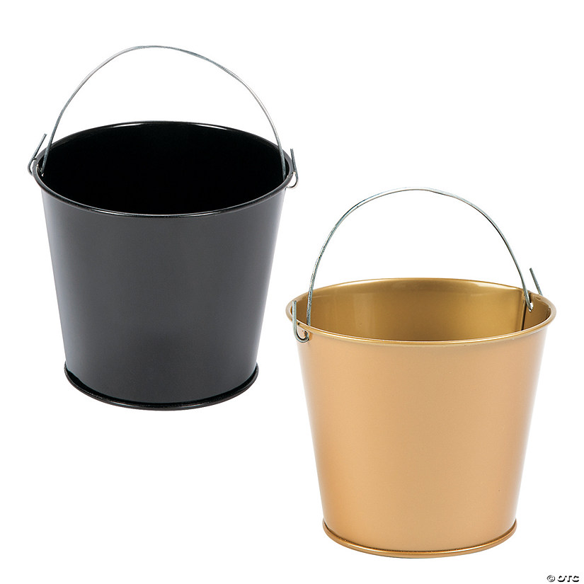 Gold & Black Mini Metal Pails Kit - 24 Pc. Image