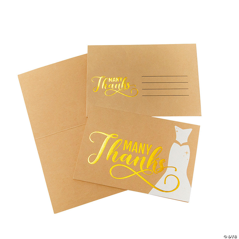 Gold Bridal Shower Thank You Cards - 12 Pc. Image