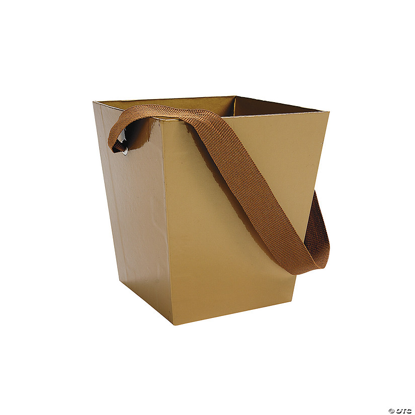 Gold Candy Buckets with Ribbon Handle - 6 Pc. Image