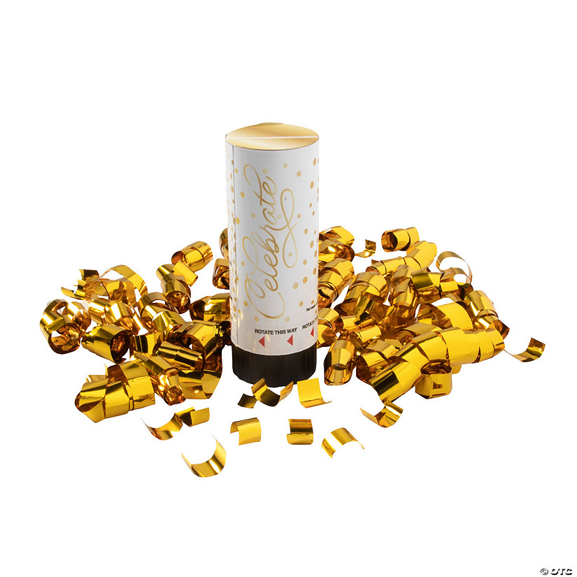 Gold Celebration Confetti Poppers - 12 Pc. Image