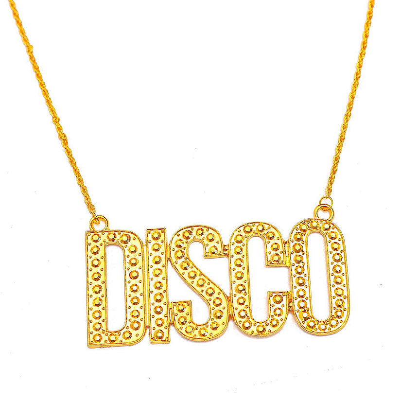 Skeleteen Gold Chain Disco Necklace - 1970s Faux Bling Jewelry Costume Accessories for Adults and Children