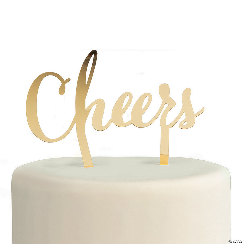 Gold Cheers Cake Topper Image
