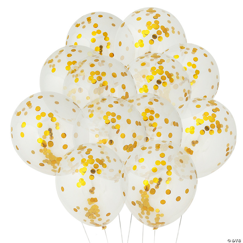 Gold Confetti 12" Latex Balloons - 12 Pc. Image