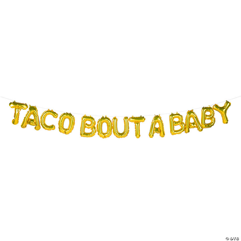 Gold Fiesta Taco Bout A Baby 9 ft Mylar Balloon Banner - 14 Pc. Image