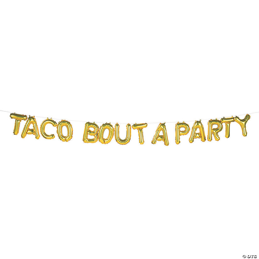 Gold Fiesta Taco Bout A Party Mylar Balloon Banner - 15 Pc. Image