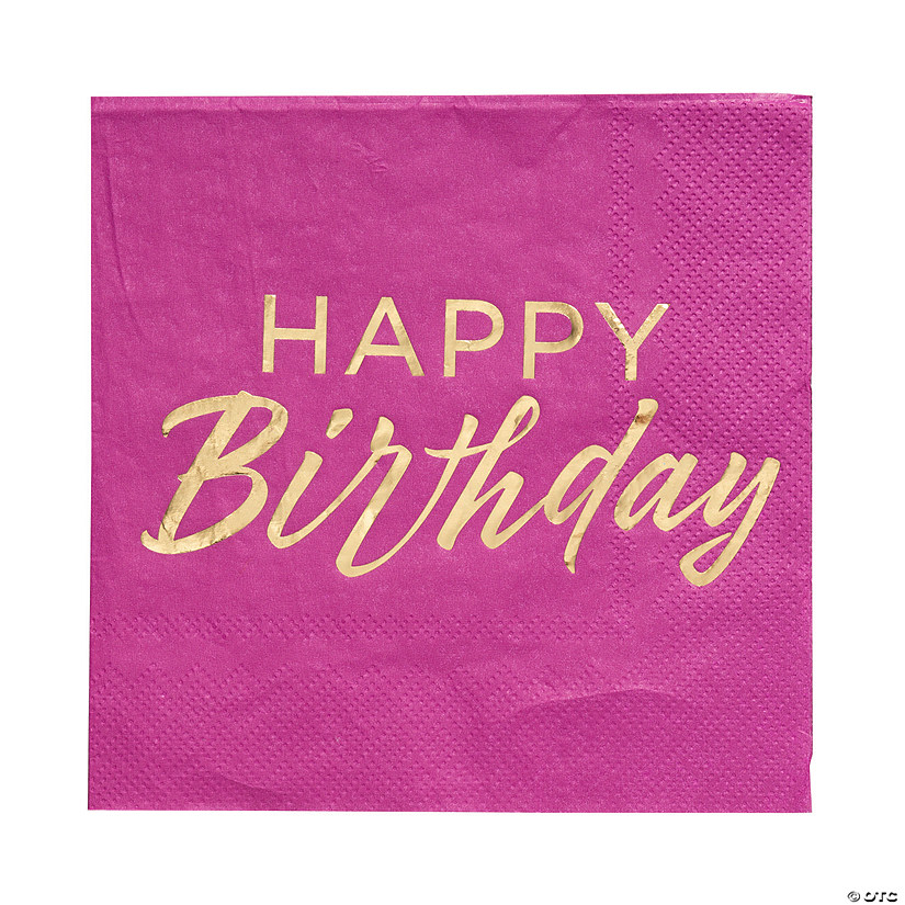 Gold Foil Happy Birthday Luncheon Napkins - 16 Pc. Image