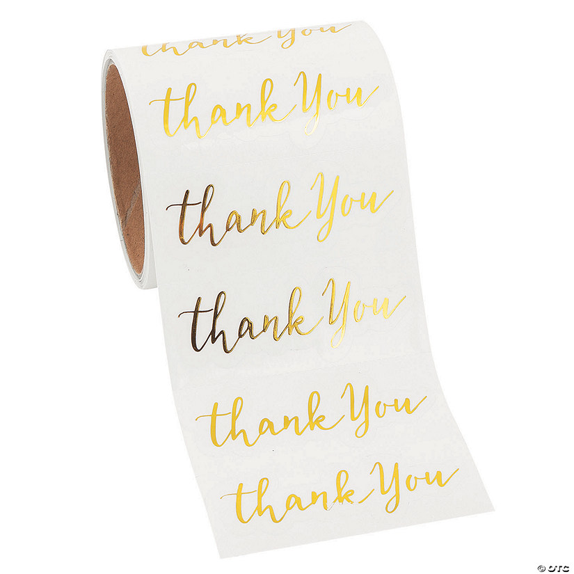 Gold Foil Modern Thank You Stickers - 100 Pc. Image