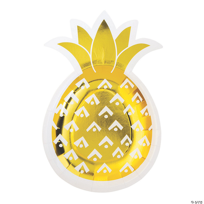 Gold Foil Pineapple-Shaped Paper Dessert Plates - 8 Ct. Image