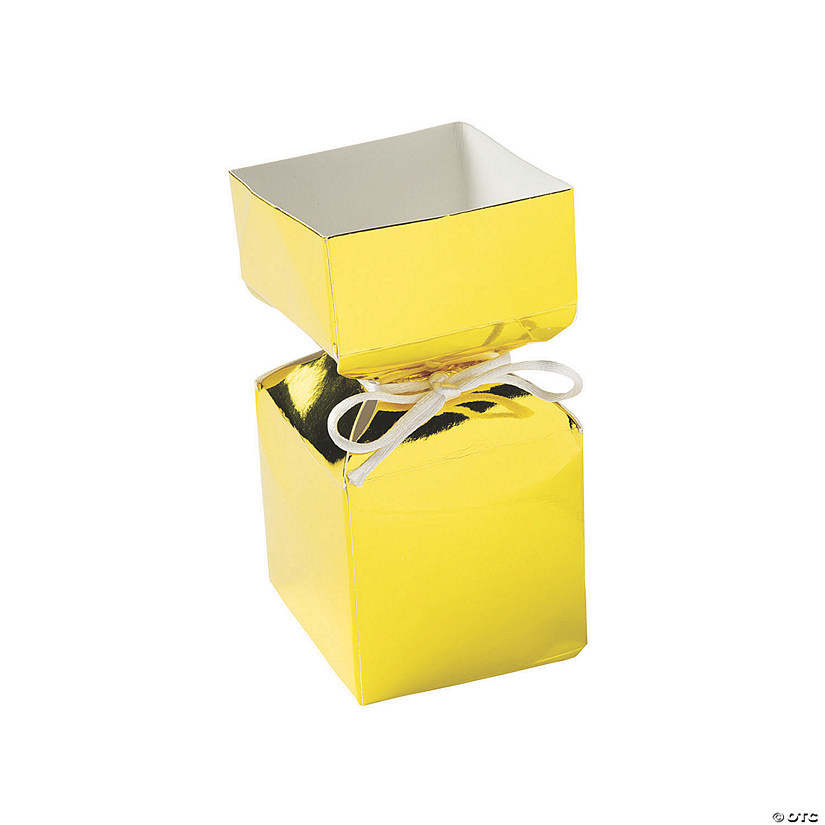 Gold Foil Vertical Square Hourglass Favor Boxes - 12 Pc. Image