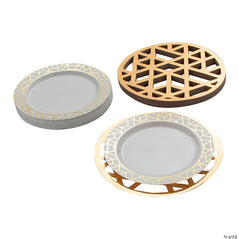 Gold Geometric Charger & Dinner Plate Kit for 24 Guests Image