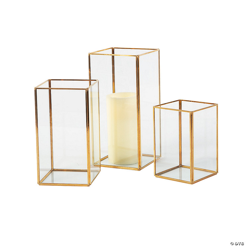 Gold Geometric Square Candle Holders - 3 Pc. Image