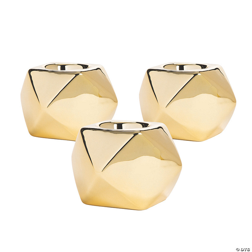 Gold Geometric Tea Light Candle Holders - 3 Pc. Image