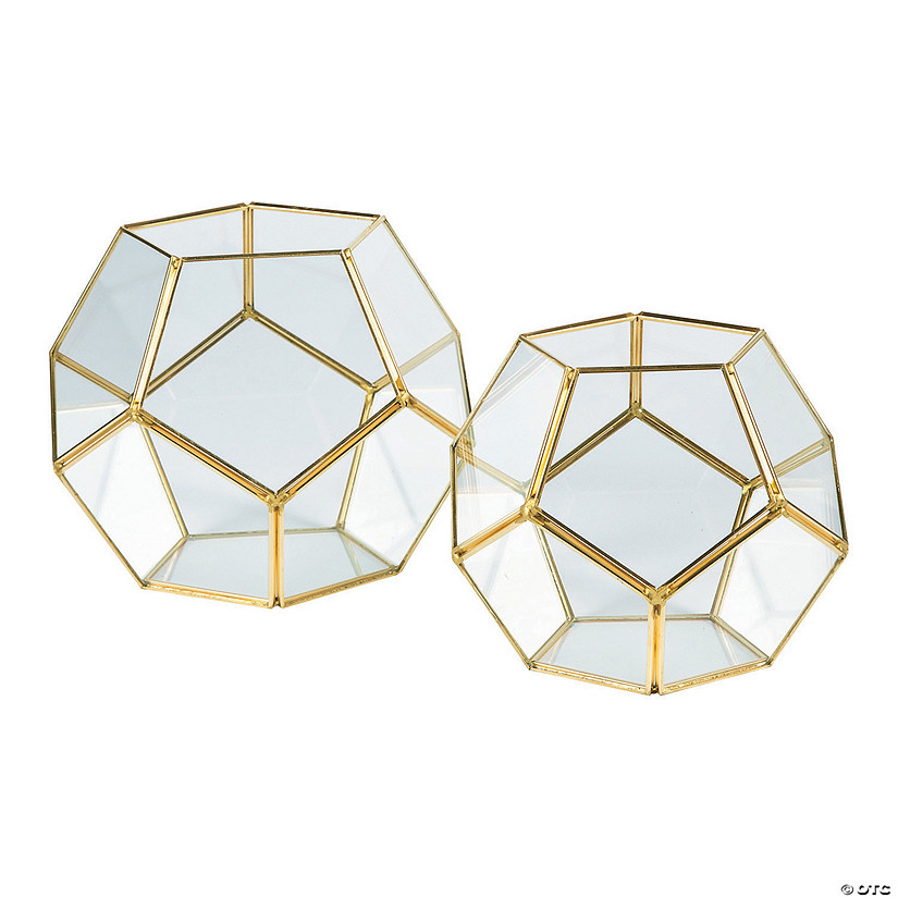 Gold Geometric Terrarium Candle Holders - 2 Pc. Image