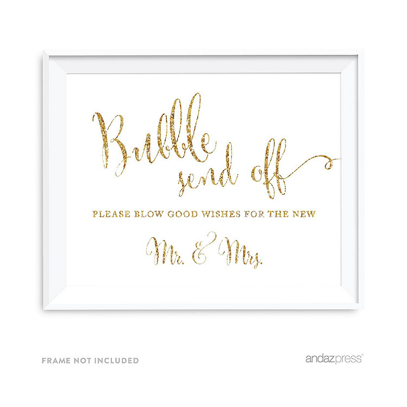 Gold Glitter Bubble Send Off Sign 8.5x11 Image