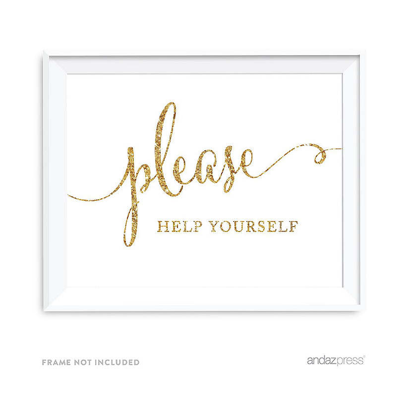 Gold Glitter Help Yourself Sign 8.5x11IN Image