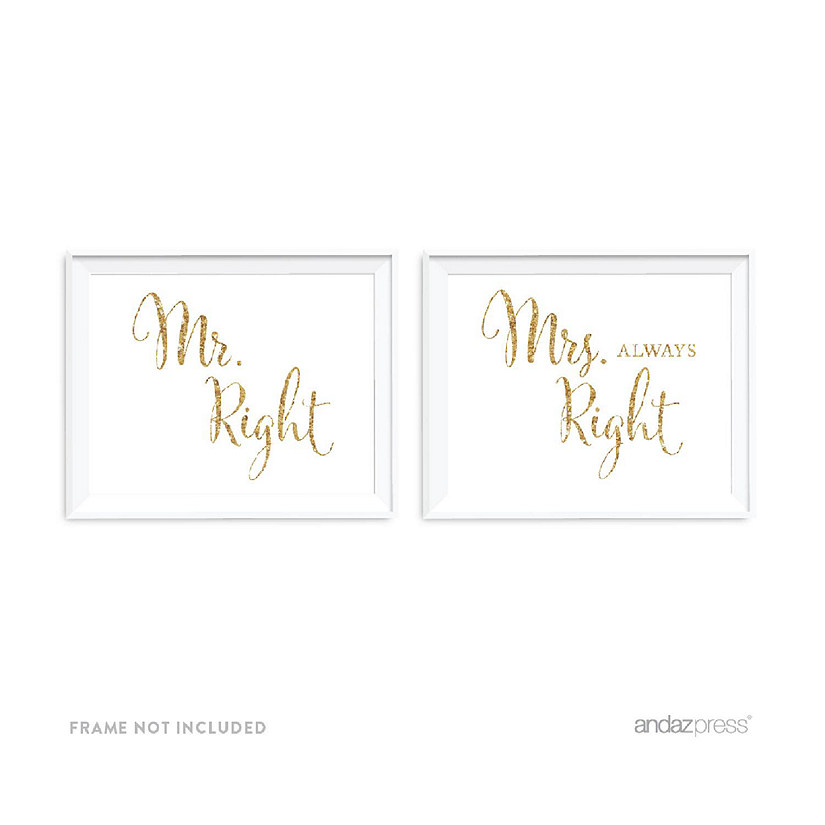 Gold Glitter Mr Right Mrs Right Sign Image