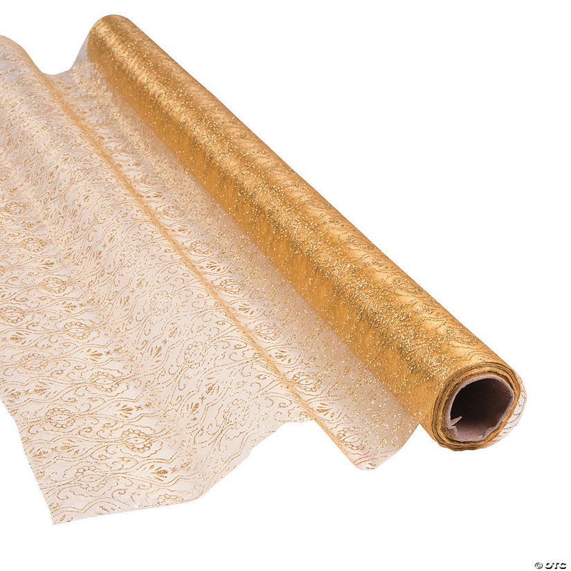 Gold Glitter Paisley Fabric Roll Oriental Trading
