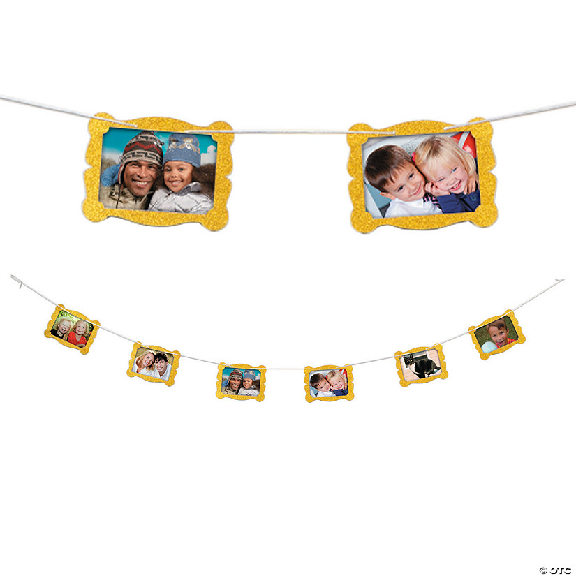 Gold Glitter Photo Frame Garland Oriental Trading