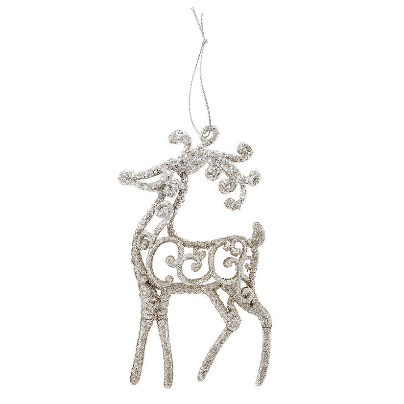 Gold Glitter Reindeer Ornament Image