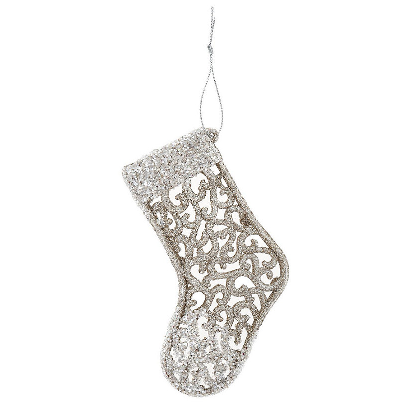 Gold Glitter Stocking Ornament Image
