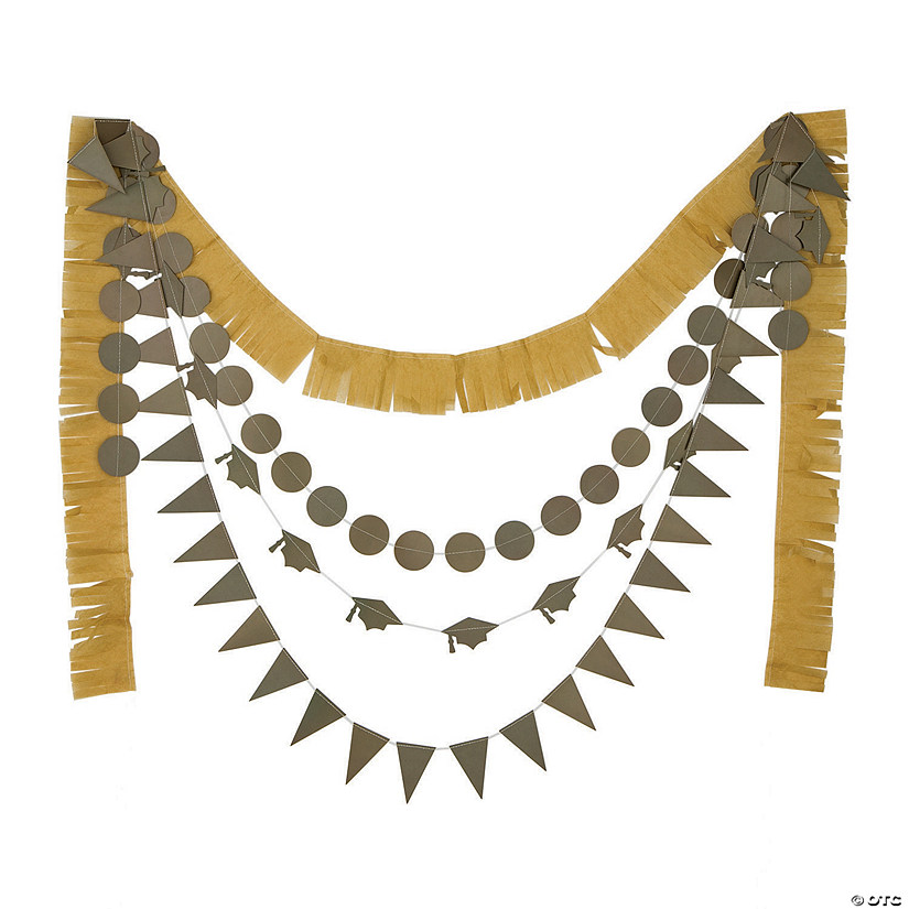 Gold Graduation MultiStrand Tissue Paper Garlands 4 Pc. Oriental Trading