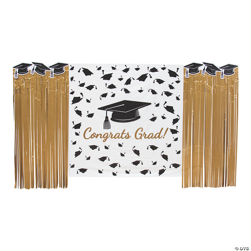 Gold Graduation Party Backdrop Decorating Kit - 5 Pc. Image