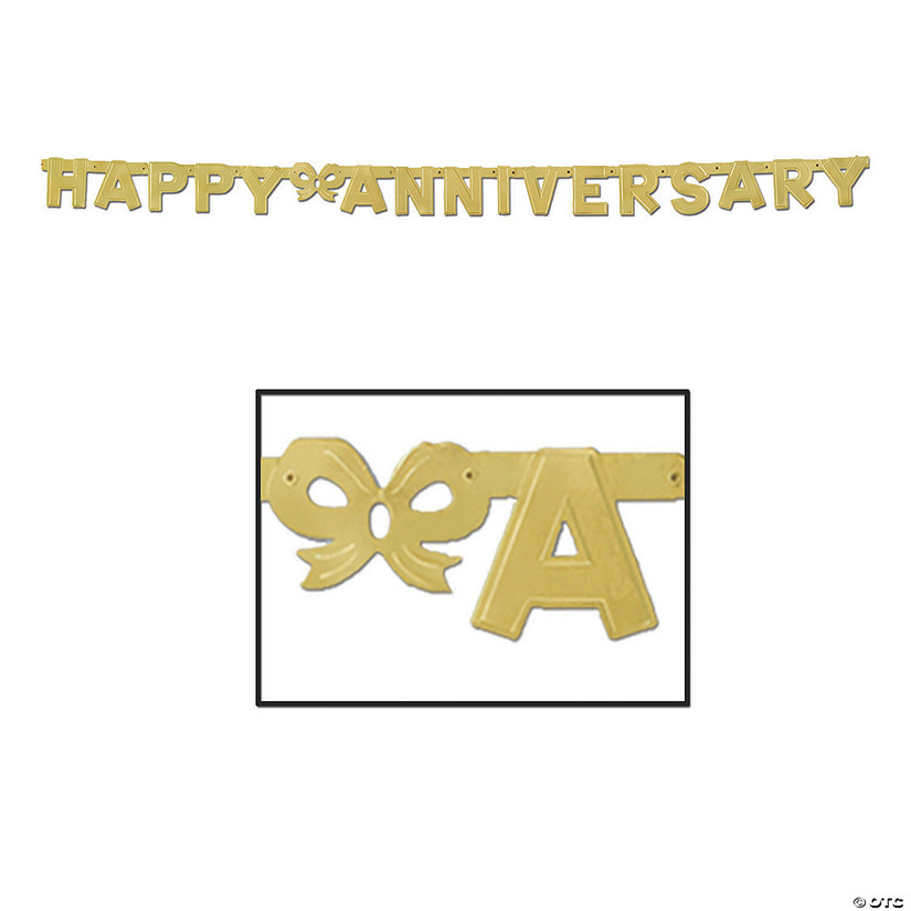 gold happy anniversary letter banner oriental trading