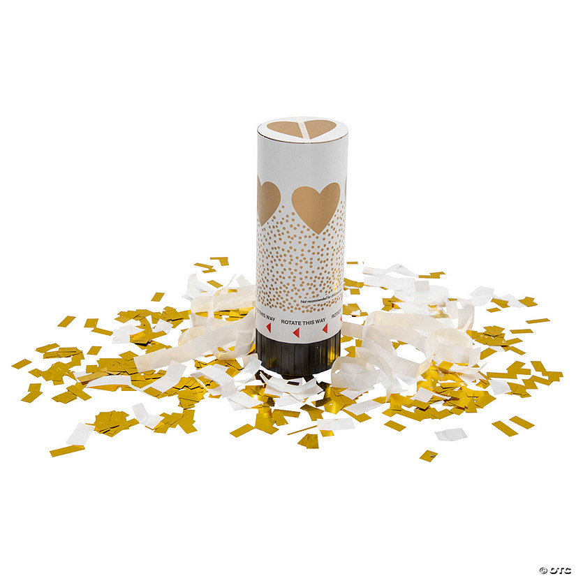 Gold Heart Confetti Party Poppers - 12 Pc. Image