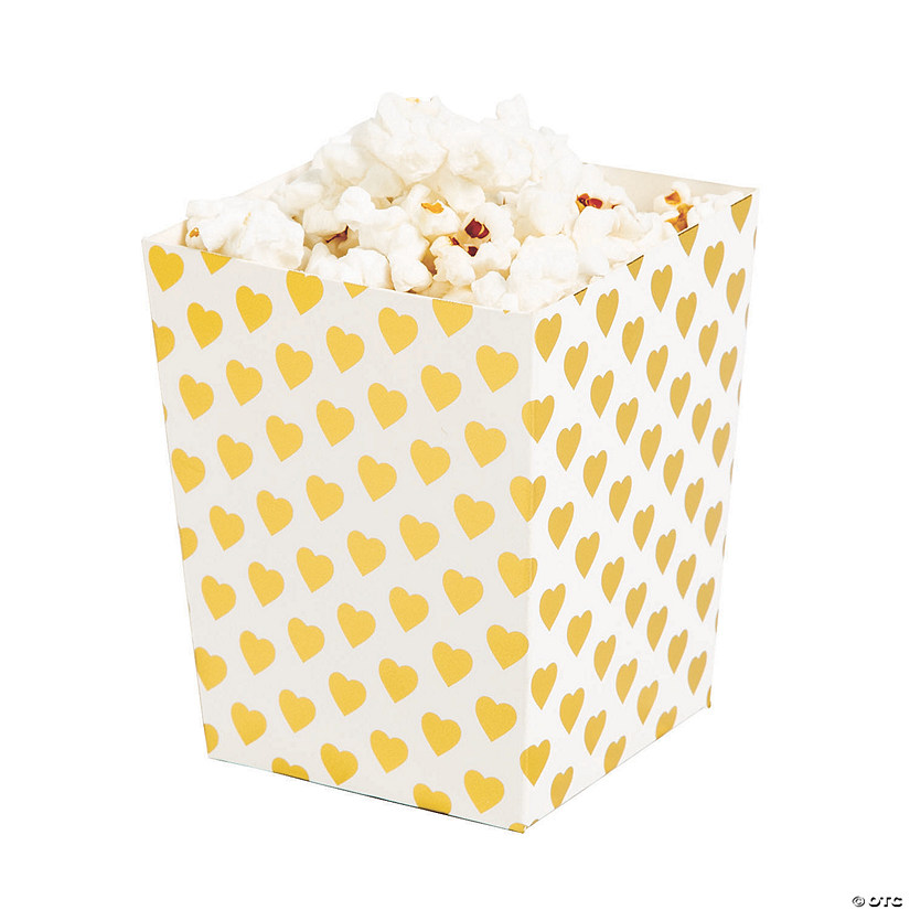 Gold Hearts Popcorn Boxes - 24 Pc. Image